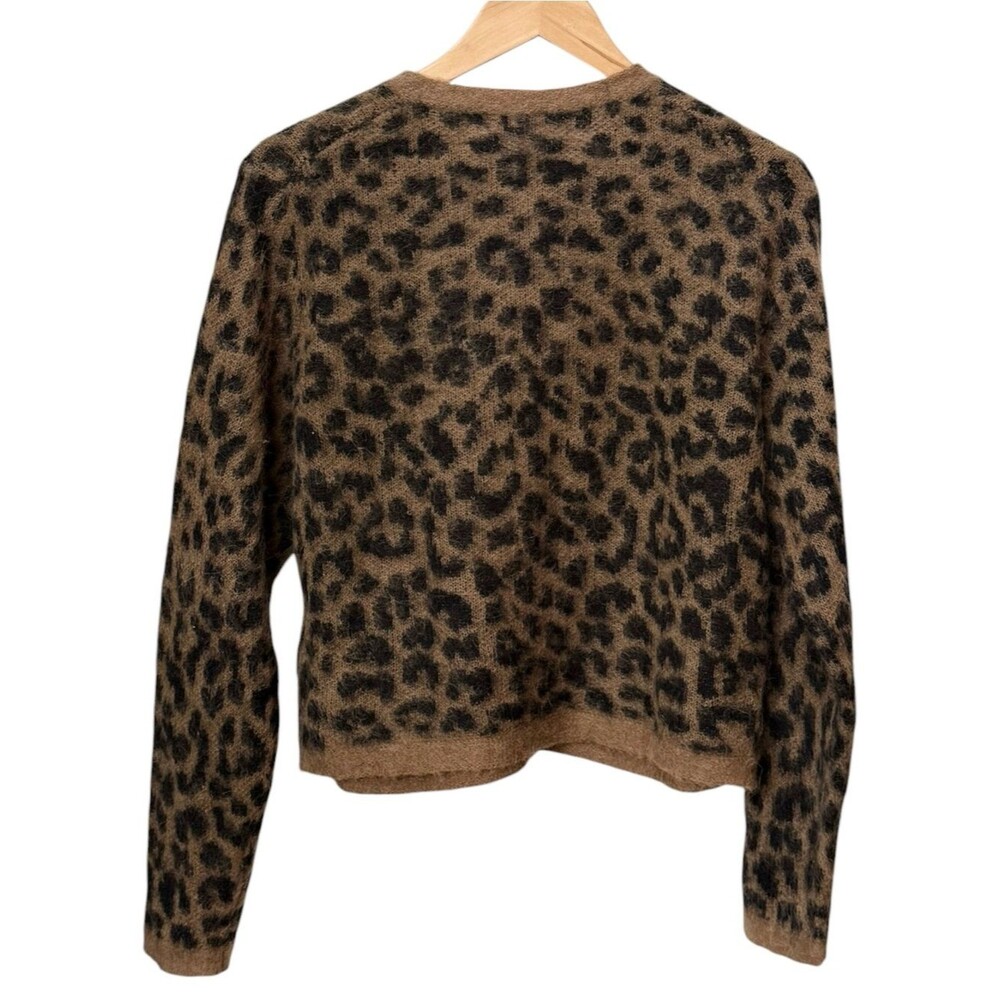 J. Crew Brushed Wool Alpaca Blend Leopard Lady Jacket Cardigan Sweater. Large. - Picture 4 of 10